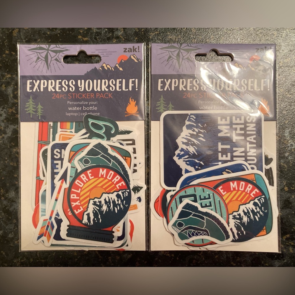 🏕️🚐⛰️ 24pc x 2 Packs Zak! Express Yourself Camping Waterproof Vinyl Stickers